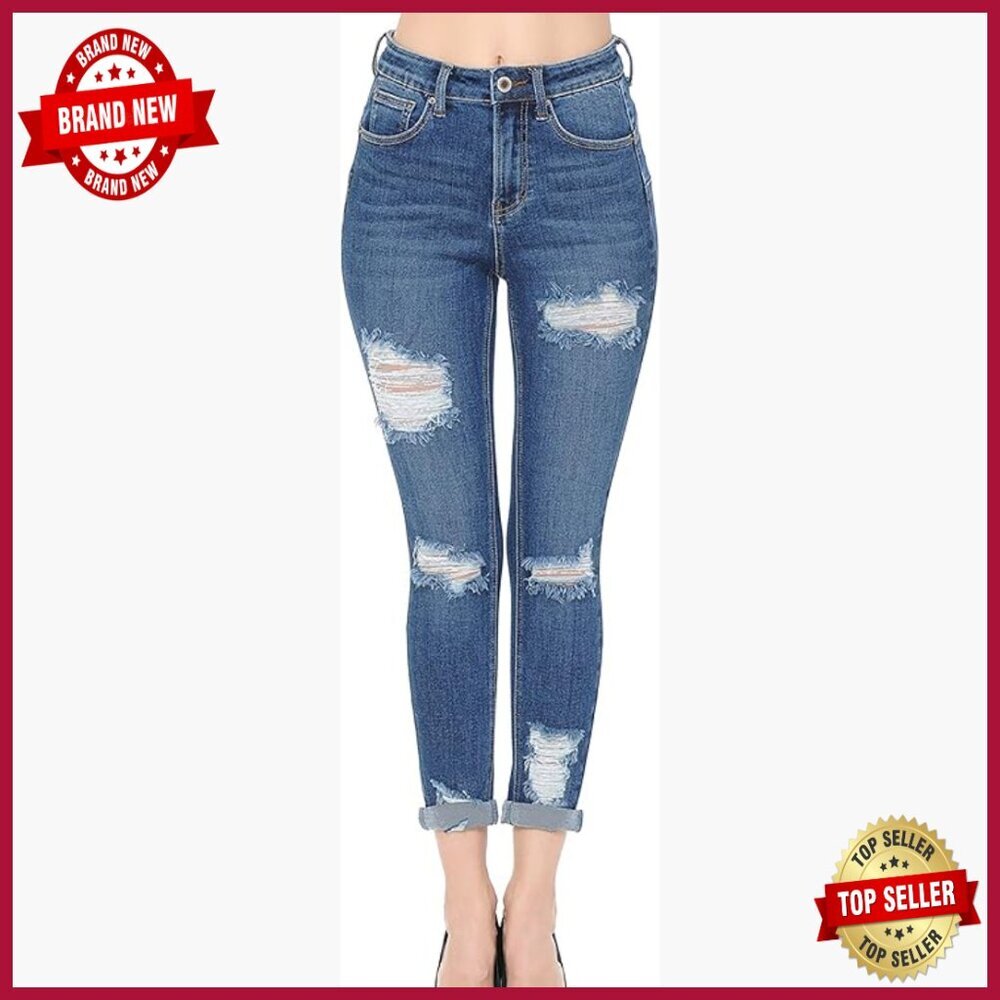 Plus-Size High Rise Skinny Capri Jeans with Push-Up Fit